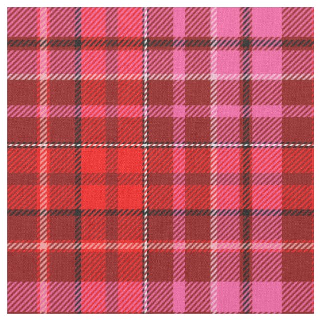 Maroon Red Pink Plaid Tartan Design  Fabric (Close Up)