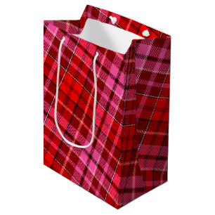 Maroon Red Pink Plaid Tartan Design Medium Gift Bag