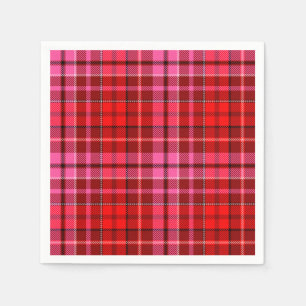 Maroon Red Pink Plaid Tartan Design Napkin