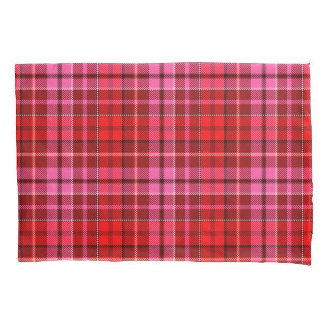 Maroon Red Pink Plaid Tartan Design  Pillowcase (Front)