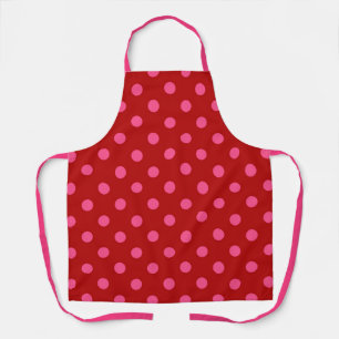 Maroon Red Pink Polka Dots Design  Apron
