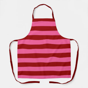 Maroon Red Pink Stripes Design Apron