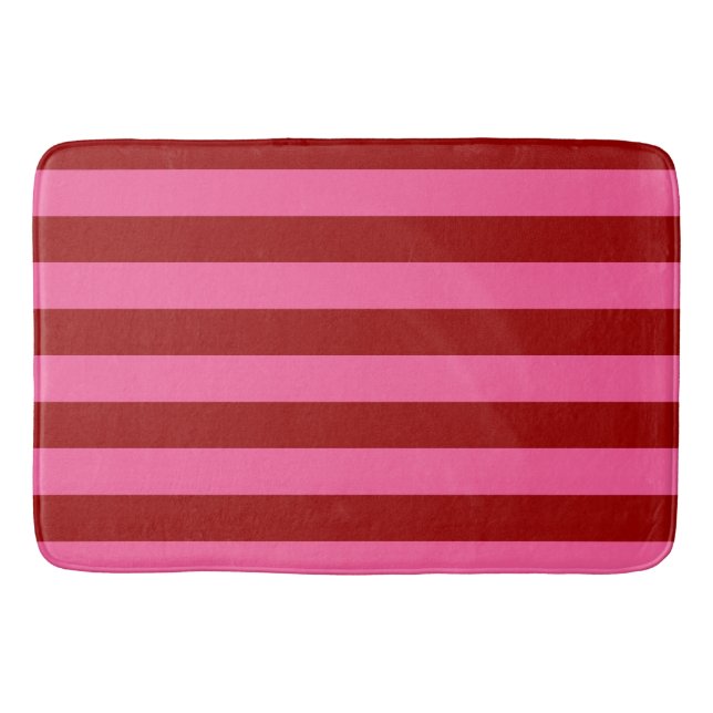 Maroon Red Pink Stripes Design  Bath Mat (Front)