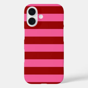 Maroon Red Pink Stripes Design iPhone 16 Case