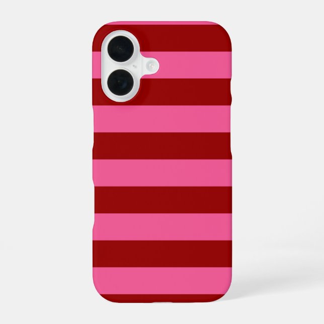 Maroon Red Pink Stripes Design  iPhone 16 Case (Back)