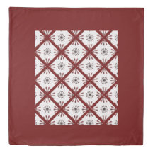 Maroon Red Retro Spiro Geometric Pattern Duvet Cov