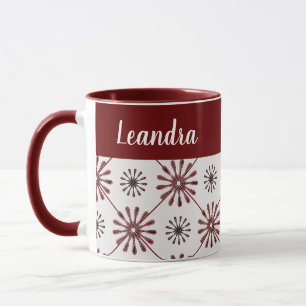 Maroon Red Retro Spiro Geometric Pattern Mug