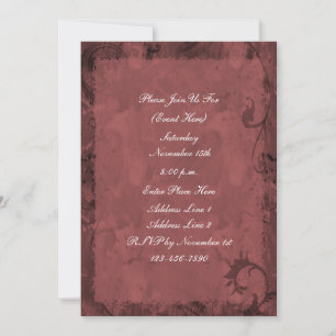 Maroon Red Swirl Design Party Invitation