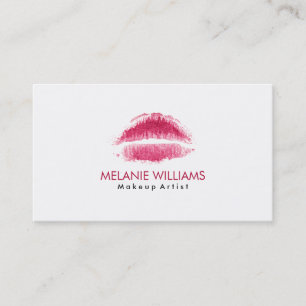 Maroon Red Watercolor Lips Makeup Artist Business Card