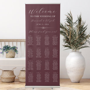 Maroon Red Welcome Wedding Seating Chart Retractable Banner