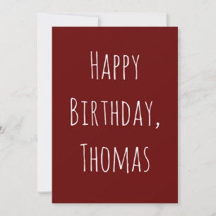 Maroon Red & White Happy Birthday Greeting Card