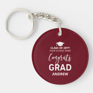 Maroon Red Your Name Photo 2023 Graduation Gift Key Ring