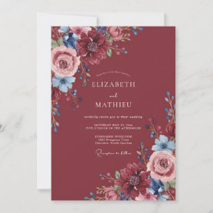 Maroon Regal Autumnal Wedding Invitation
