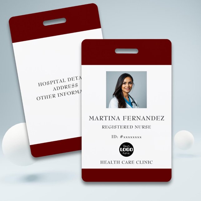Maroon Registered Nurse Photo ID Badge (Creator Uploaded)