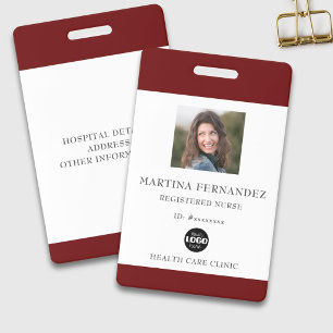 Maroon Registered Nurse Photo ID Badge