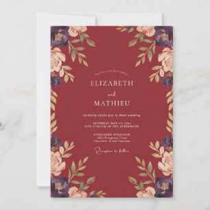 Maroon Resplendent Autumnal Wedding Invitation