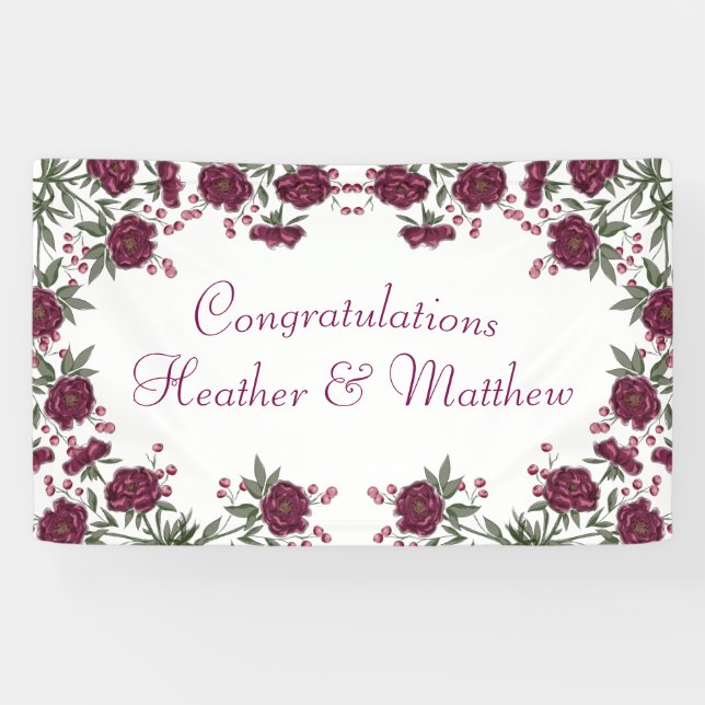 Maroon Rose Wedding Banner (Horizontal)