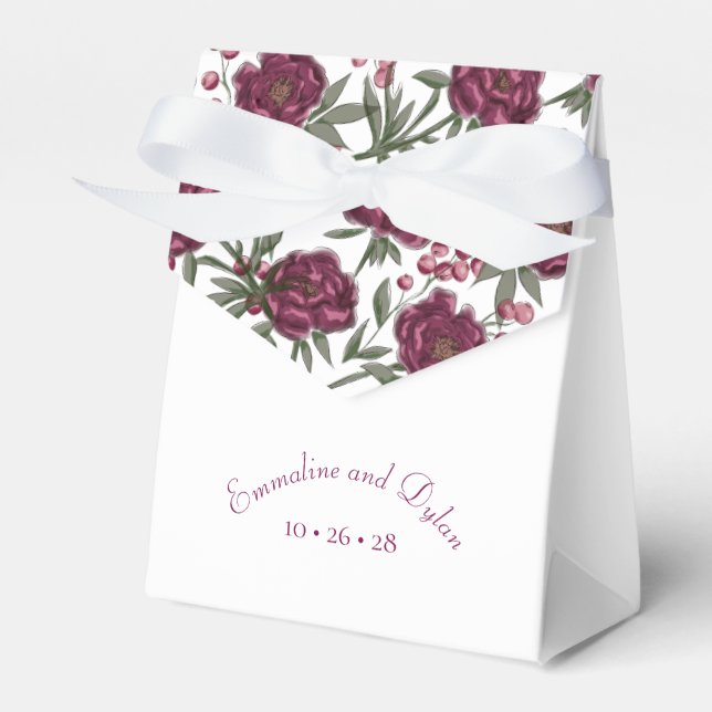 Maroon Rose Wedding Favour Box (Front Side)