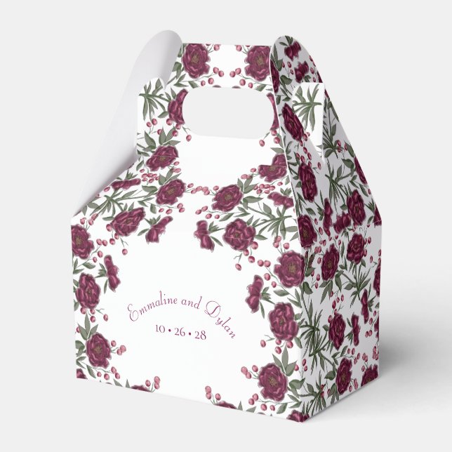 Maroon Rose Wedding Favour Box (Front Side)