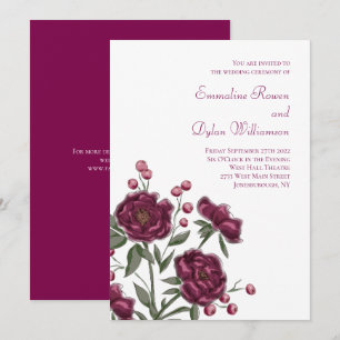 Maroon Rose Wedding Invitation