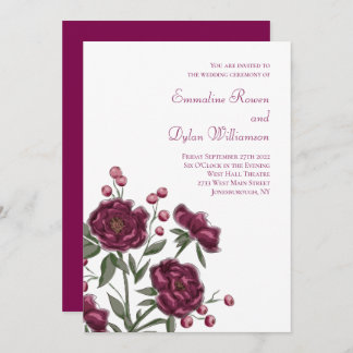 Maroon Rose Wedding Invitation