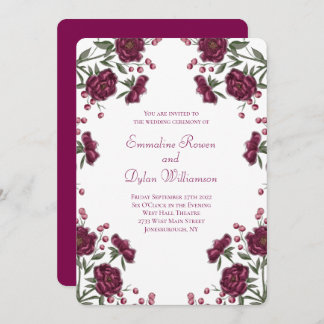 Maroon Rose Wedding Invitation