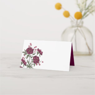 Maroon Rose Wedding Place Card