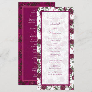 Maroon Rose Wedding Programs Menu