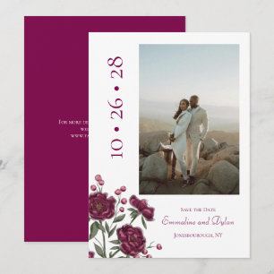 Maroon Rose Wedding Save the Date Invitation
