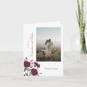 Maroon Rose Wedding Thank You Cards Photo