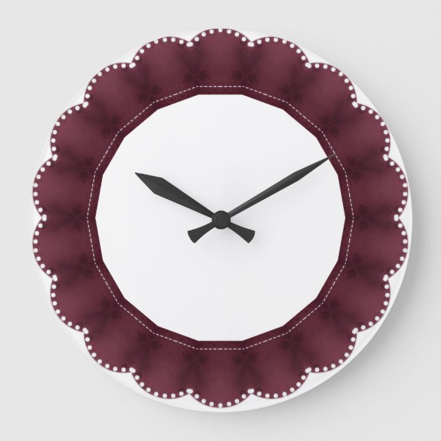 Maroon Round Decorative Frame  Large Clock (Front)