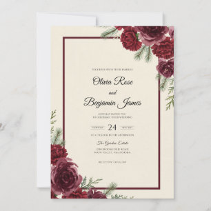 Maroon Ruby Petal Wedding Invitation