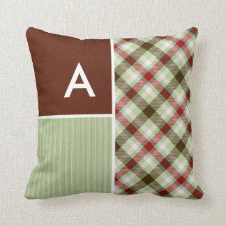 Maroon & Sage Green Plaid Cushion