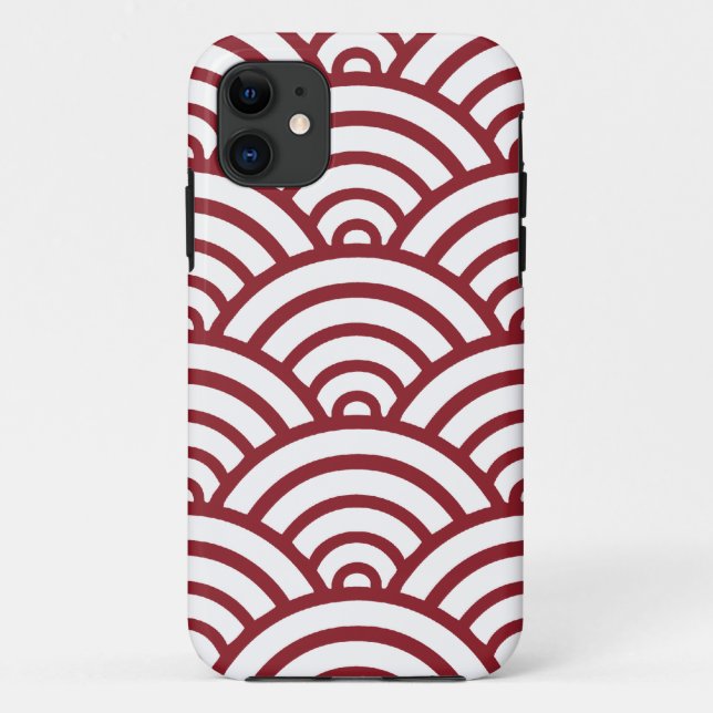 Maroon Scallop Pattern Case-Mate iPhone Case (Back)
