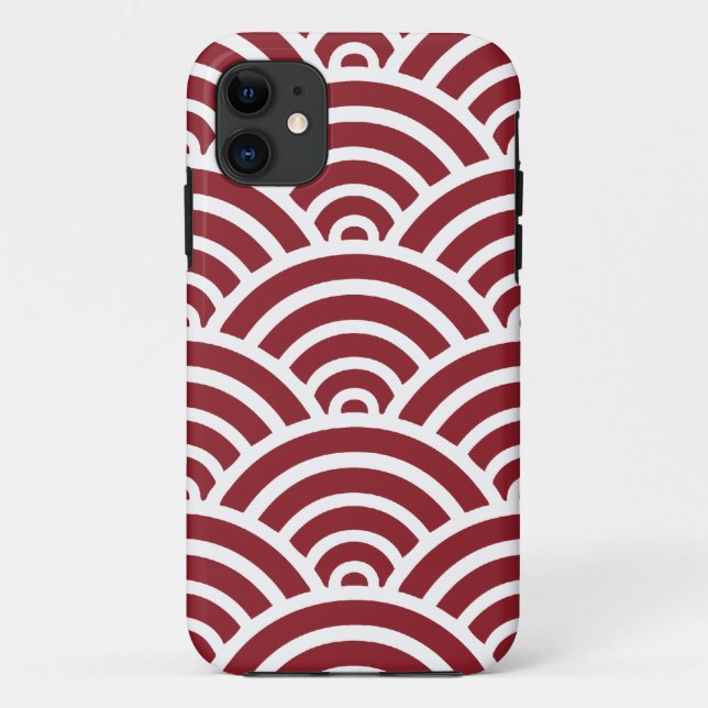 Maroon Scallop Pattern Case-Mate iPhone Case (Back)