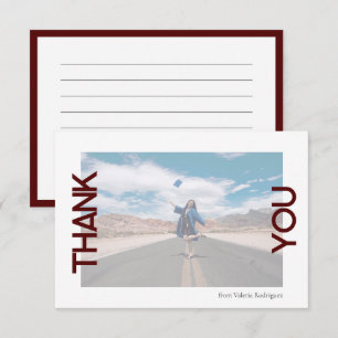 Maroon School Colour Photo Thank You Card