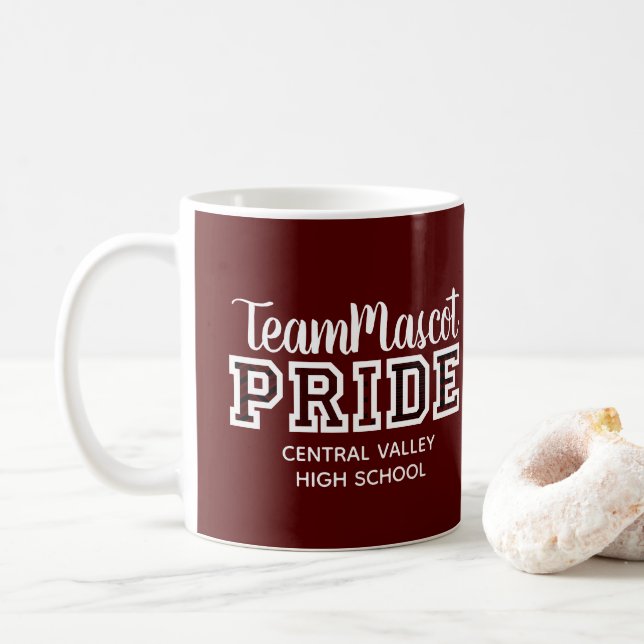 Maroon School Pride Mascot Name Coffee Mug (With Donut)