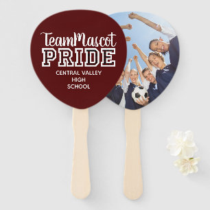 Maroon School Pride Mascot Name Hand Fan