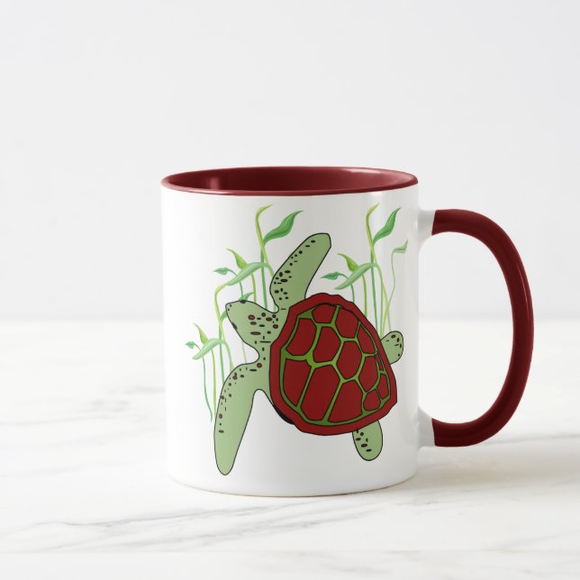 Maroon Sea Turtle Mug (Right)