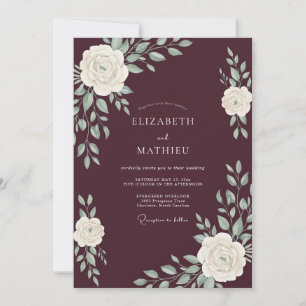 Maroon Serene Winter Wedding Invitation