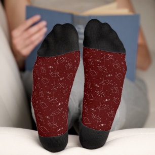 Maroon & Silver Graduation Cap Toss Socks