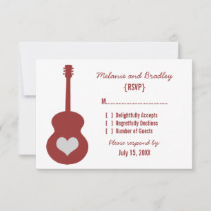 Maroon/Silver Guitar Heart Response Card