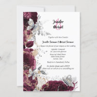 Maroon silver rose butterfly chic elegant wedding