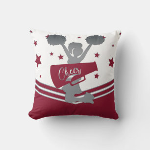 Maroon Silver Stars Cheer Cheer-leading Girls Cushion