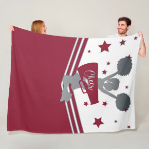 Maroon Silver Stars Cheer Cheer-leading Girls Fleece Blanket