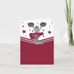 Maroon Silver Stars Cheer-leading Thank You Card