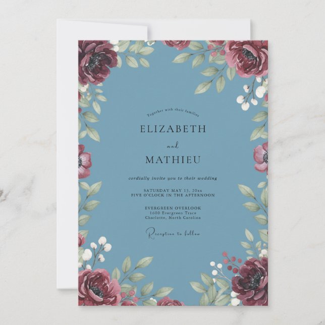 Maroon Slate Berry Wedding Invitation (Front)