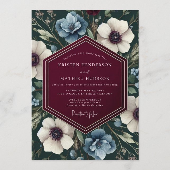 Maroon Slate Chiaroscuro Wedding Invitation (Front)