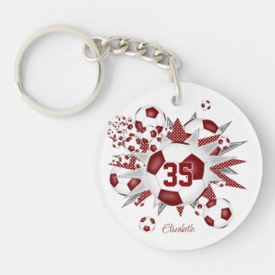 Maroon soccer ball blowout girls jersey number key ring