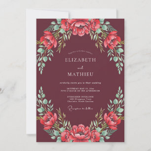 Maroon Sophisticated Fall Wedding Invitation